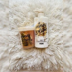 Pink Vs Nourish honey lotion and scrub kit